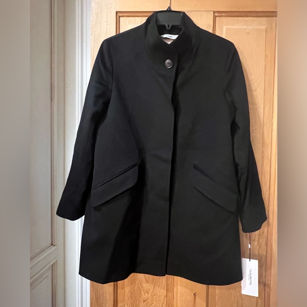 Fleuette Wool Stand Collar Car Coat Size 12 - Picture 8 of 9